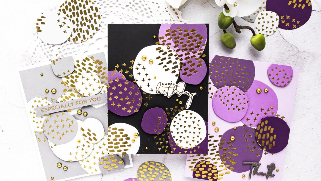 Spellbinders | Glimmer of the Month - Abstract Foiled Shapes Cards by Yana Smakula #cardmaking #hotfoil #glimmerhotfoilystem #spellbindersclubkits