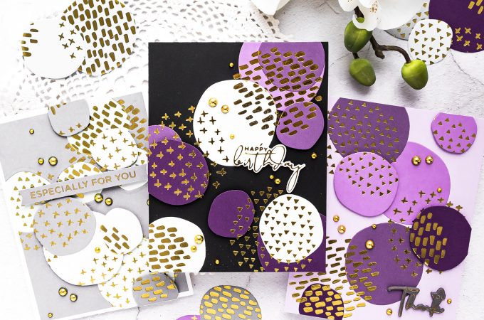 Spellbinders | Glimmer of the Month - Abstract Foiled Shapes Cards by Yana Smakula #cardmaking #hotfoil #glimmerhotfoilystem #spellbindersclubkits