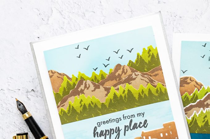 Hero Arts | Color Layering Mountains at the Lake Cards. Video tutorial by Yana Smakula #heroarts #colorlayering #cardmaking