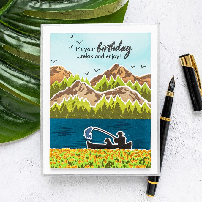 Hero Arts | Color Layering Mountains at the Lake Cards. Video tutorial by Yana Smakula #heroarts #colorlayering #cardmaking