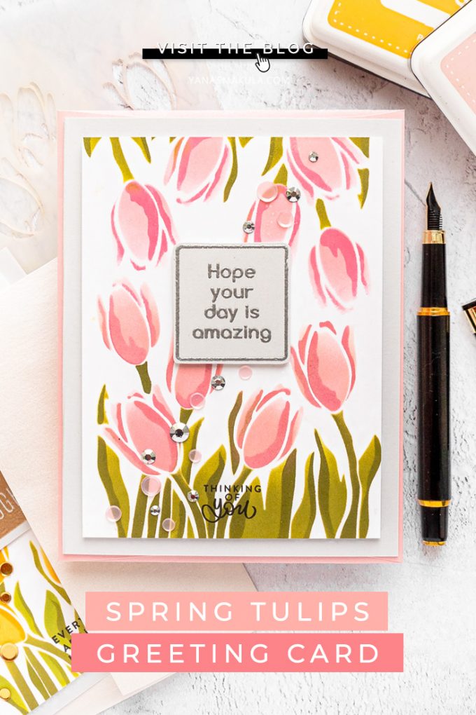 Simon Says Stamp | Spring Tulips Greeting Cards featuring Simon Says Stamp Stencil Layered Tulips #SimonSaysStamp #Cardmaking #HandmadeCard