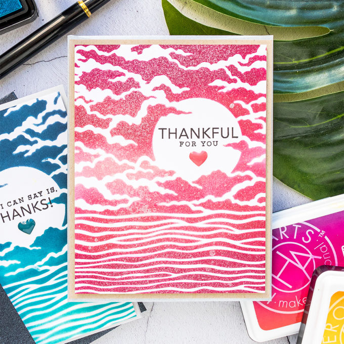 Hero Arts | April 2020 My Monthly Hero Kit - Ink Blended Thank You Cards. Video tutorial by Yana Smakula #heroartsmmh #heroarts #cardmaking #inkblending