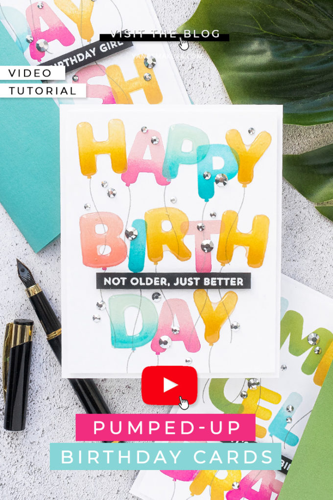 MFT Stamps | Pumped-Up Birthday Cards. Video tutorial by Yana Smakula #cardmaking #MFTstamps #stamping 