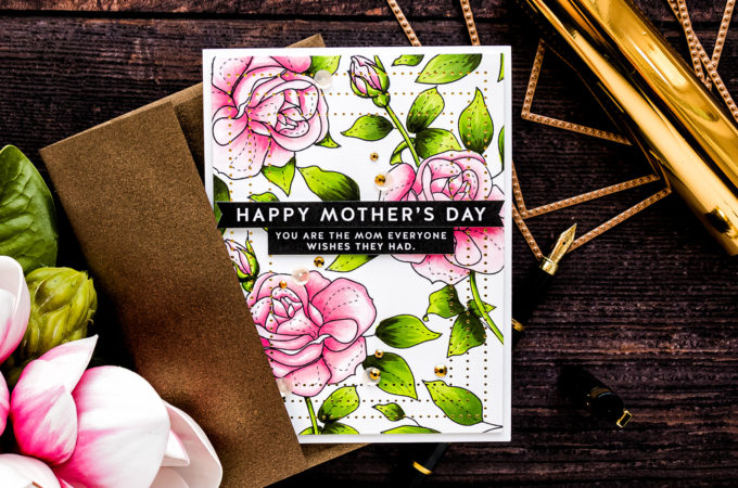 Simon Says Stamp | Rose Pattern Mother's Day Card featuring SPRING FLOWERS 4 sss202116 #simonsaysstamp #mothersdaycard #SSSunitedwecraft
