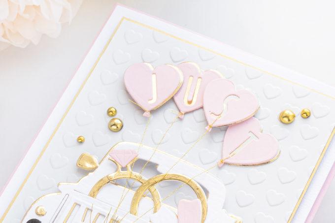 Spellbinders | Truck Wedding Cards with April Club Dies. Video tutorial by Yana Smakula #cardmaking #Spellbinders #SpellbindersClubKits #NeverStopMaking #DieCutting #WeddingCard