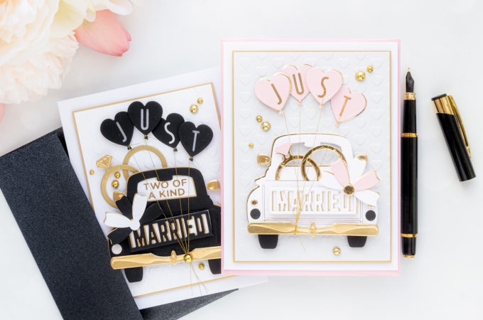 Spellbinders | Truck Wedding Cards with April Club Dies. Video tutorial by Yana Smakula #cardmaking #Spellbinders #SpellbindersClubKits #NeverStopMaking #DieCutting #WeddingCard