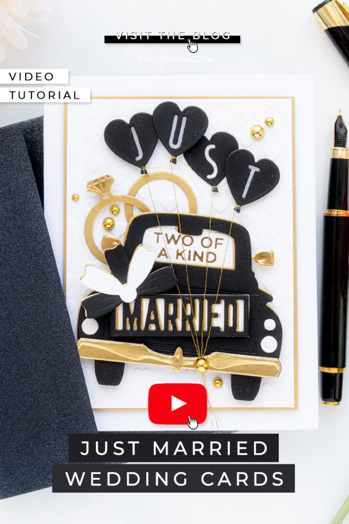 Spellbinders | Truck Wedding Cards with April Club Dies. Video tutorial by Yana Smakula #cardmaking #Spellbinders #SpellbindersClubKits #NeverStopMaking #DieCutting #WeddingCard