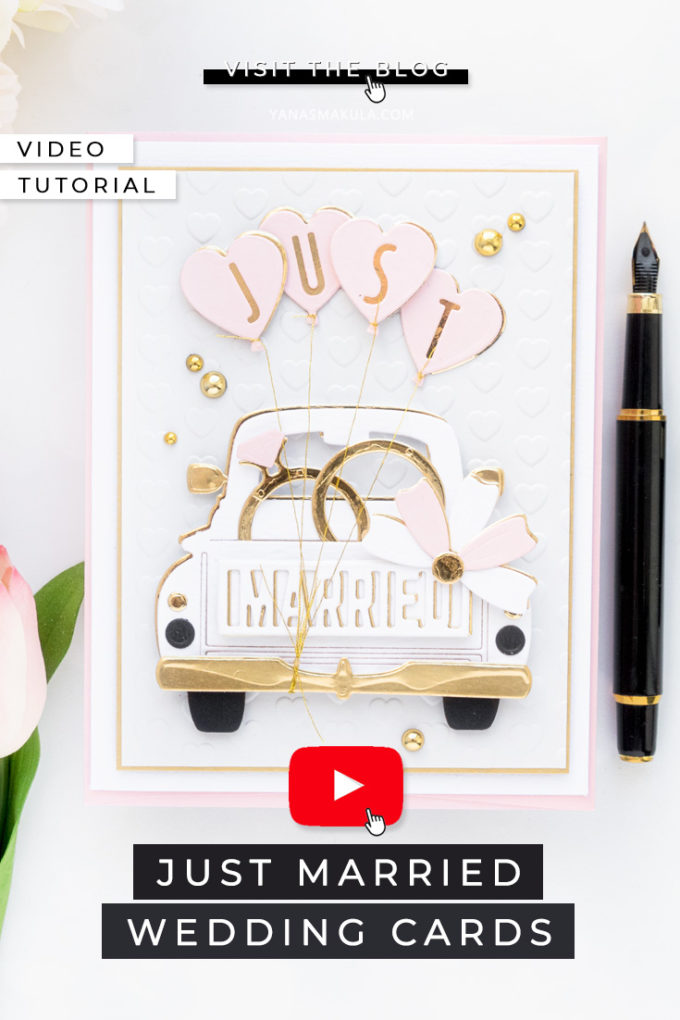 Spellbinders | Truck Wedding Cards with April Club Dies. Video tutorial by Yana Smakula #cardmaking #Spellbinders #SpellbindersClubKits #NeverStopMaking #DieCutting #WeddingCard