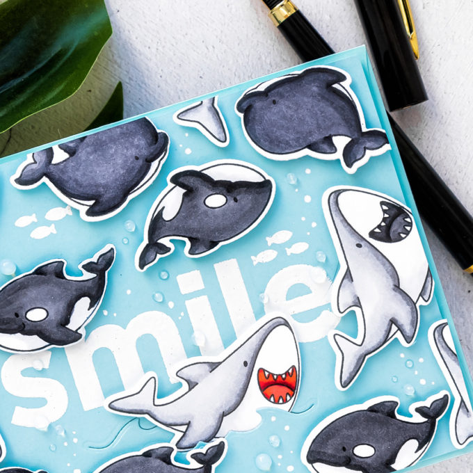 MFT Stamps | Shark Smile Greeting Card. Video tutorial by Yana Smakula #cardmaking #MFTstamps #stamping 