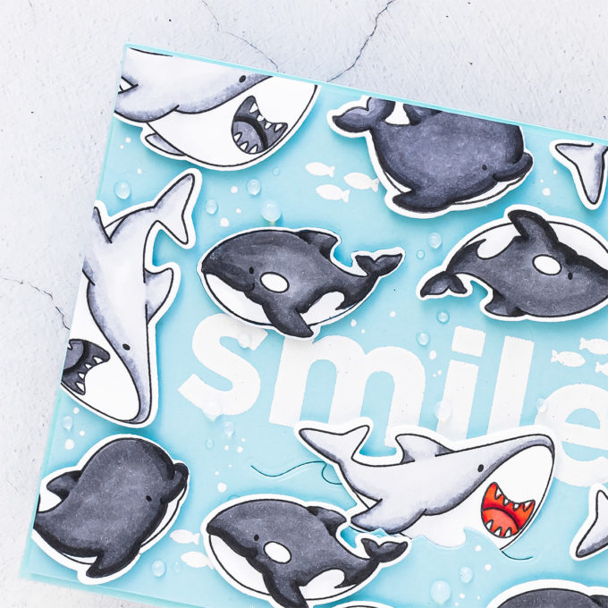 MFT Stamps | Shark Smile Greeting Card. Video tutorial by Yana Smakula #cardmaking #MFTstamps #stamping 