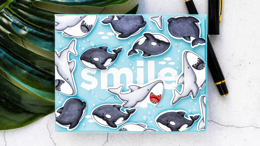 MFT Stamps | Shark Smile Greeting Card. Video tutorial by Yana Smakula #cardmaking #MFTstamps #stamping