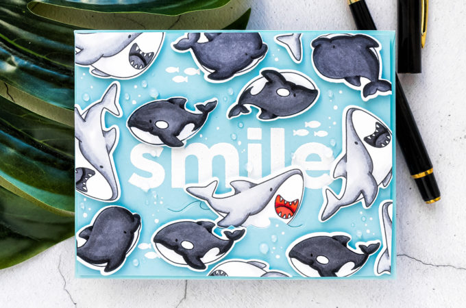 MFT Stamps | Shark Smile Greeting Card. Video tutorial by Yana Smakula #cardmaking #MFTstamps #stamping