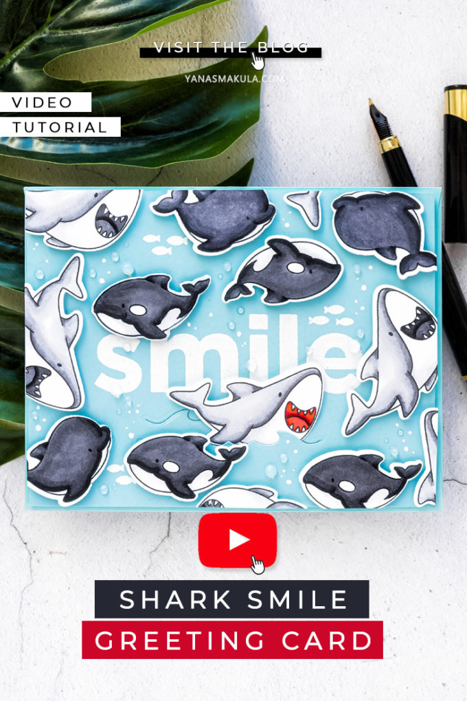 MFT Stamps | Shark Smile Greeting Card. Video tutorial by Yana Smakula #cardmaking #MFTstamps #stamping 