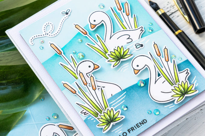 Pretty Pink Posh | Water Scene Cards with Pond Friends Stamps. Video tutorial by Yana Smakula #PrettyPinkPosh #cardmaking #stamping