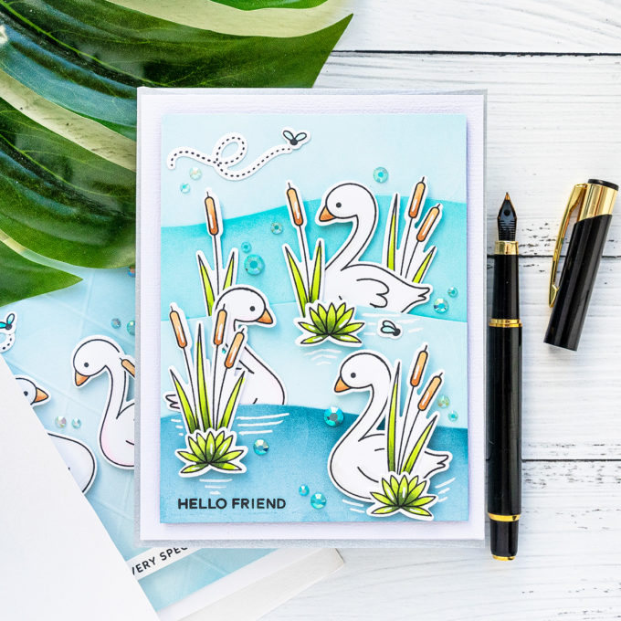 Pretty Pink Posh | Water Scene Cards with Pond Friends Stamps. Video tutorial by Yana Smakula #PrettyPinkPosh #cardmaking #stamping