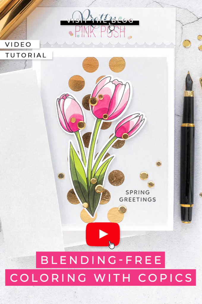 Pretty Pink Posh | Spring Tulips Copic Colored Greetings cards by Yana Smakula Featuring: Magnolia Flowers and Crocus Flowers stamp sets from Pretty Pink Posh #PrettyPinkPosh #Cardmaking #Stamping #CopicColoring