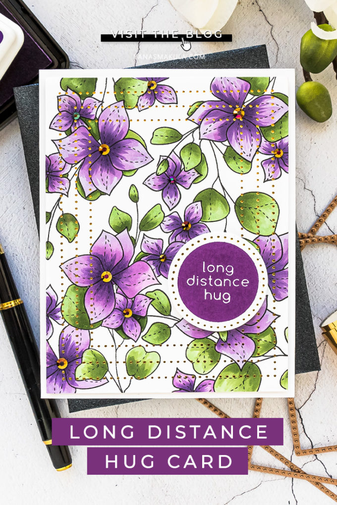 Simon Says Stamp | Pattern Stamping with Masking Paper featuring Simon Says Clear Stamps Spring Flowers 4 stamp set. Long Distance Hug Card by Yana Smakula #SimonSaysStamp #Cardmaking #Stamping #HandmadeCard