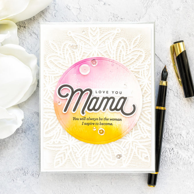 Simon Says Stamp | I Love You Mama Card by Yana Smakula featuring LOVE YOU MAMA CZ18, HEART MANDALA SSST121393 and Tonic RUSSIAN WHITE Nuvo Crackle Mousse 1397n #SimonSaysStamp #Cardmaking #Handmadecard