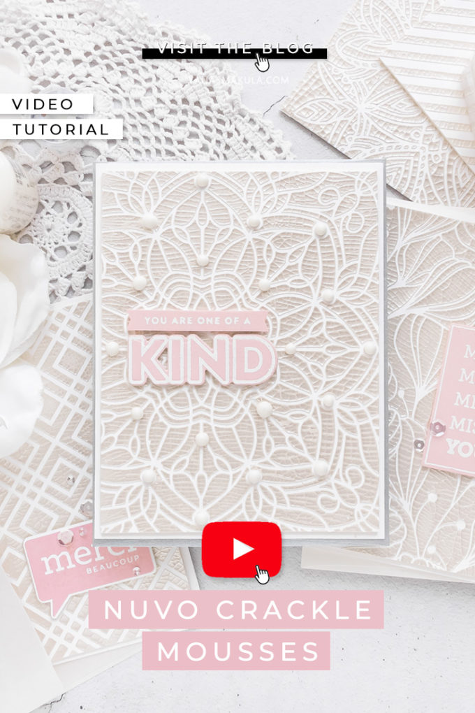 First Look at Nuvo Crackle Mousses by Tonic Studios - video overview & cardmaking tutorial by Yana Smakula for Simon Says Stamp featuring Tonic RUSSIAN WHITE Nuvo Crackle Mousse 1397n #Cardmaking #HandmadeCard #TonicStudios #CrackleMousse #SimonSaysStamp