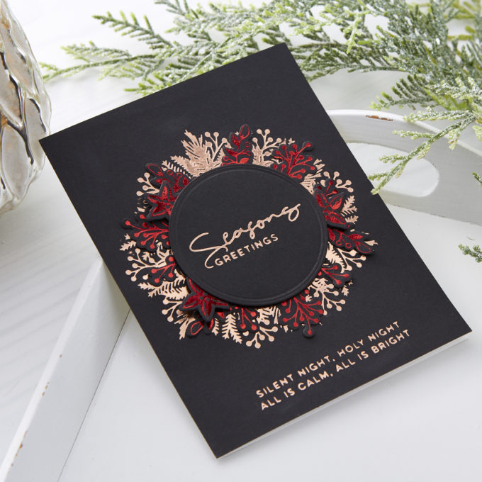 Spellbinders | Yana's Christmas Foiled Basics by Yana Smakula. Video tutorial & collection overview #Spellbinders #YanaSmakula #GlimmerHotFoilSystem #ChristmasCardmaking #Cardmaking
