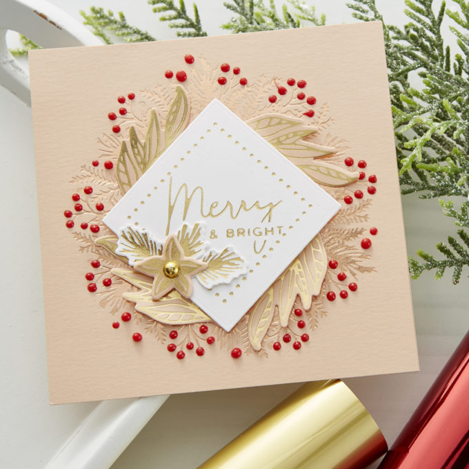 Spellbinders | Yana's Christmas Foiled Basics by Yana Smakula. Video tutorial & collection overview #Spellbinders #YanaSmakula #GlimmerHotFoilSystem #ChristmasCardmaking #Cardmaking