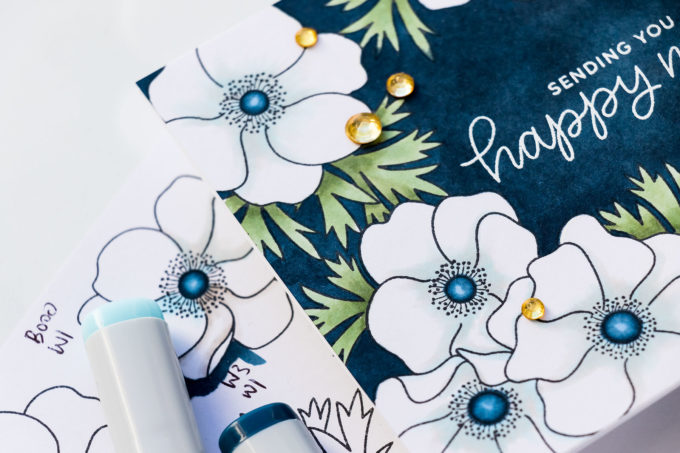 Coloring The Negative Space with Pretty Pink Posh Anemones. Video 