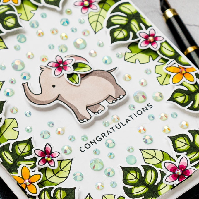 Jungle Cards with Pretty Pink Posh. Video tutorial by Yana Smakula #cardmaking #prettypinkposh #stamping #copiccoloring