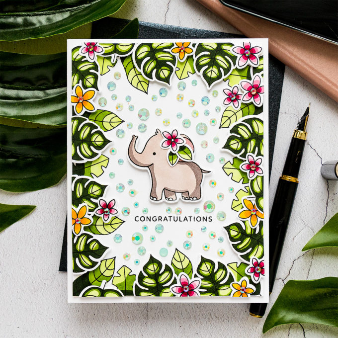 Jungle Cards with Pretty Pink Posh. Video tutorial by Yana Smakula #cardmaking #prettypinkposh #stamping #copiccoloring