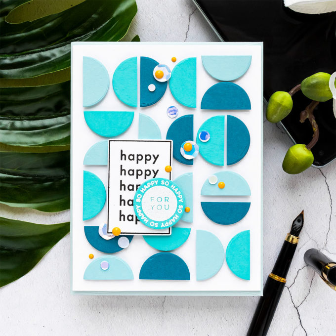 Simon Says Stamp | Circles, Half Circles and Graphic Patterns - So Happy For You Card by Yana Smakula featuring APPY DAYS czs54 stamp set #cardmaking #simonsaysstamp #handmadecard #SSSSendHappiness #SSSendACard #SSSUnitedWeCraft