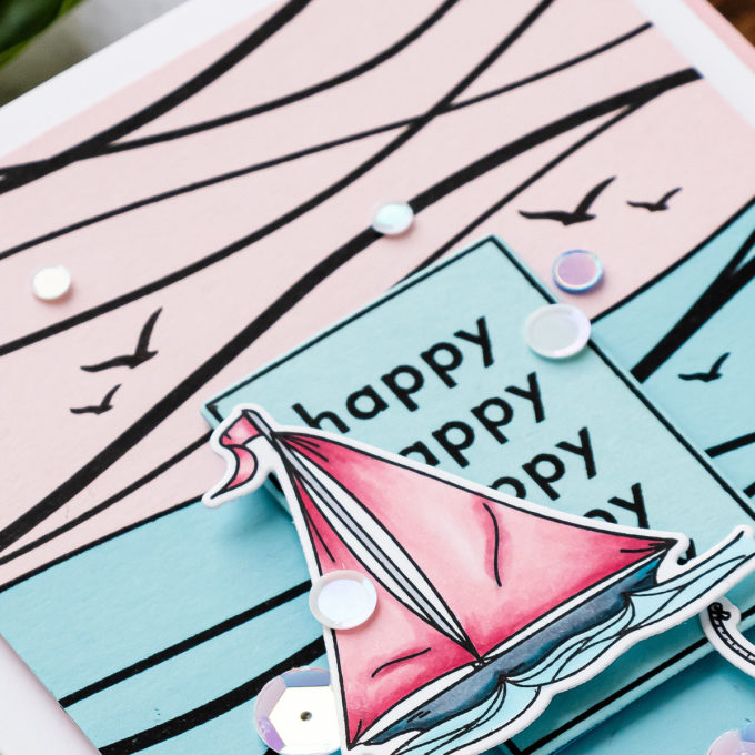 Simon Says Stamp | Abstract Sailboat Card featuring WAVES sss101982, YOUR LIGHT sss101999 and CZ Design HAPPY DAYS czs54 stamp sets #SimonSaysStamp #Cardmaking #Stamping #HandmadaCard