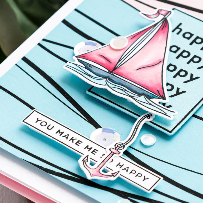 Simon Says Stamp | Abstract Sailboat Card featuring WAVES sss101982, YOUR LIGHT sss101999 and CZ Design HAPPY DAYS czs54 stamp sets #SimonSaysStamp #Cardmaking #Stamping #HandmadaCard