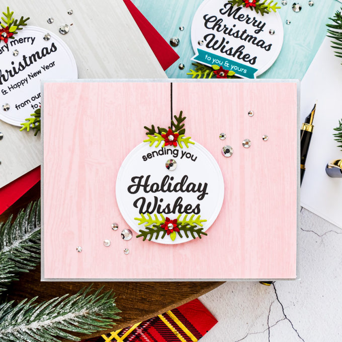 STAMPtember is HERE! | Circle Sentiments Christmas Cards by Yana Smakula for Simon Says Stamp featuring CIRCLE SENTIMENTS CHRISTMAS sss302198 and WOOD PLANKS sss102160 #simonsaysstamp #STAMPtember #cardmaking