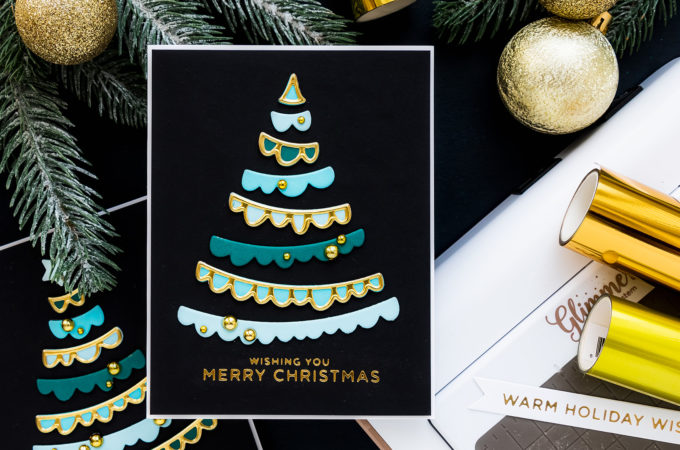 Spellbinders | It's a Christmas Season - Joyful Christmas Tree Cards by Yana Smakula featuring S3-399 Die D-Lites Joyful Christmas Tree Etched Dies from Sparking Christmas Collection #Spellbinders #NeverStopMaking #Cardmaking #Christmascardmaking