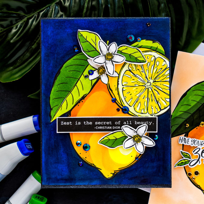 Colorado Craft Company | Coloring Lemons with the No Blending Method by Yana Smakula #cardmaking #copiccoloring #coloradocraftcompany #handmadecard