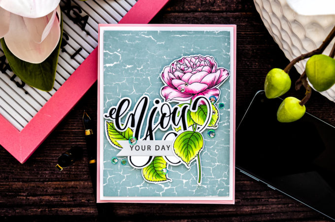 Simon Says Stamp | Let's Connect Release Inspiration - Enjoy Your Day Card featuring SSS102158 Reverse Crackle Background, SSS202175 Summer Roses #cardmaking #simonsaysstamp #SSSendACard #SSSUnitedWeCraft