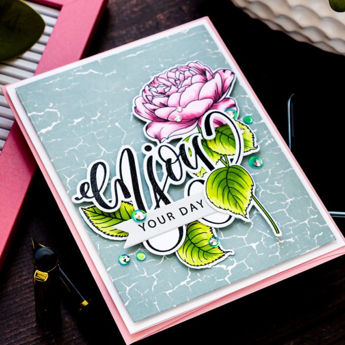 Simon Says Stamp | Let's Connect Release Inspiration - Enjoy Your Day Card featuring SSS102158 Reverse Crackle Background, SSS202175 Summer Roses #cardmaking #simonsaysstamp #SSSendACard #SSSUnitedWeCraft