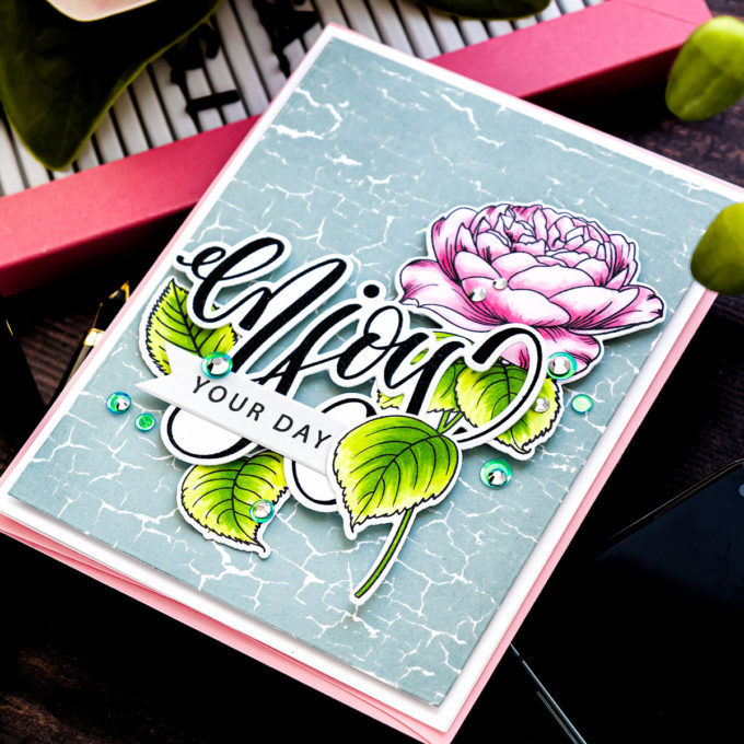 Simon Says Stamp | Let's Connect Release Inspiration - Enjoy Your Day Card featuring SSS102158 Reverse Crackle Background, SSS202175 Summer Roses #cardmaking #simonsaysstamp #SSSendACard #SSSUnitedWeCraft