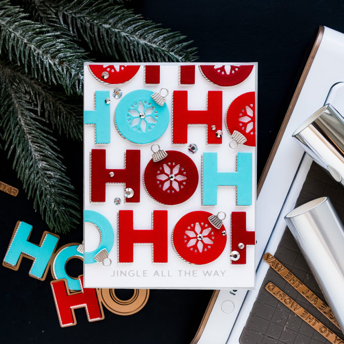 Spellbinders | It’s a Christmas Season – Christmas Ho Ho Ho Card by Yana Smakula featuring S3-402 Die D-Lites Jolly Ho Ho Ho Etched Dies from Sparking Christmas Collection #Spellbinders #Christmas #cardmaking #christmascardmaking