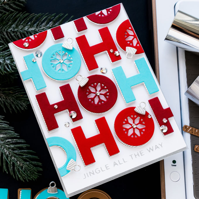 Spellbinders | It’s a Christmas Season – Christmas Ho Ho Ho Card by Yana Smakula featuring S3-402 Die D-Lites Jolly Ho Ho Ho Etched Dies from Sparking Christmas Collection #Spellbinders #Christmas #cardmaking #christmascardmaking