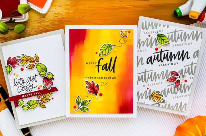 MFT Stamps | Trio of Modern Fall Cards. Video tutorial by Yana Smakula #cardmaking #mftstamps #stamping #handmadecard