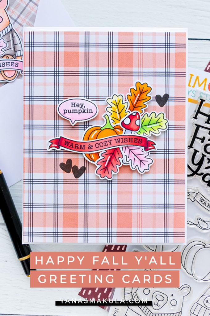 Simon Says Stamp | October 2020 Card Kit Greeting Cards - Happy Fall Ya'll. Handmade card by Yana Smakula #cardmaking #sssck