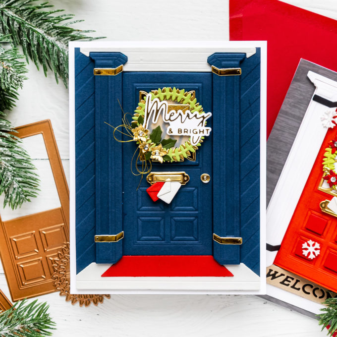 Spellbinders | Front Door Handmade Christmas Greeting Card with October 2020 Large Die of the Month #SpellbindersClubKits #DieCutting #Cardmaking