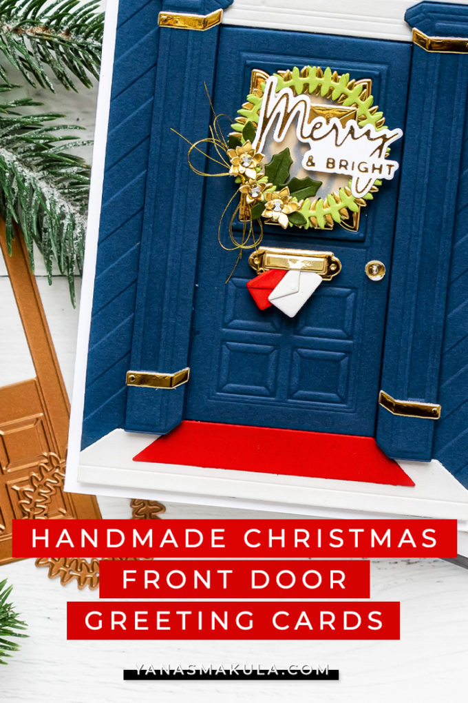 Spellbinders | Front Door Handmade Christmas Greeting Card with October 2020 Large Die of the Month #SpellbindersClubKits #DieCutting #Cardmaking
