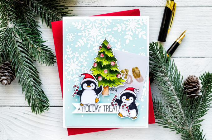 Create an adorable Gift Card Holder Christmas Card with MFT Stamps. Watch video tutorial for the how-to!
