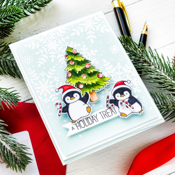Create an adorable Gift Card Holder Christmas Card with MFT Stamps. Watch video tutorial for the how-to! 