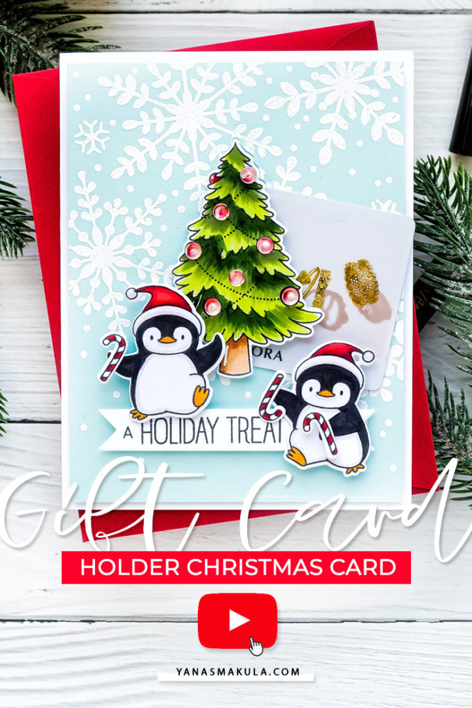 Create an adorable Gift Card Holder Christmas Card with MFT Stamps. Watch video tutorial for the how-to! 