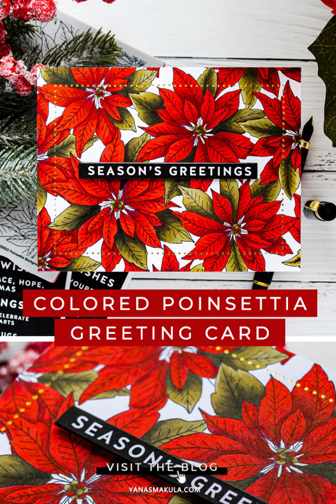 Simon Says Stamp | A Coloring Experiment - Vivid Poinsettias Christmas Greeting Card