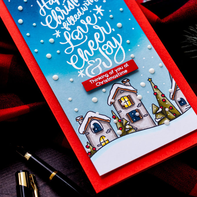 Simon Says Stamp | Stretching Your Stash - Slimline Christmas Card with non-Slimline Products. Video tutorial by Yana Smakula
