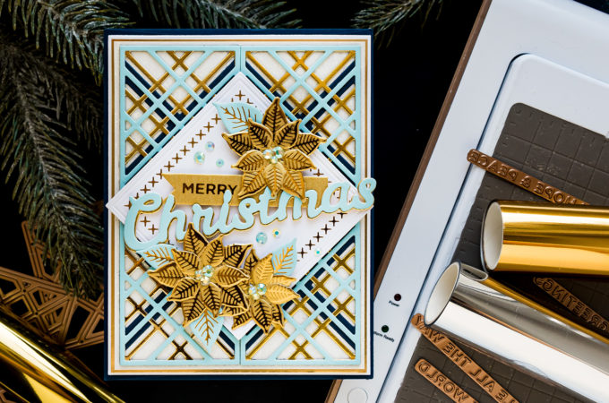 Spellbinders | It's Christmas Season - Blue & Gold Merry Christmas Card by Yana Smakula