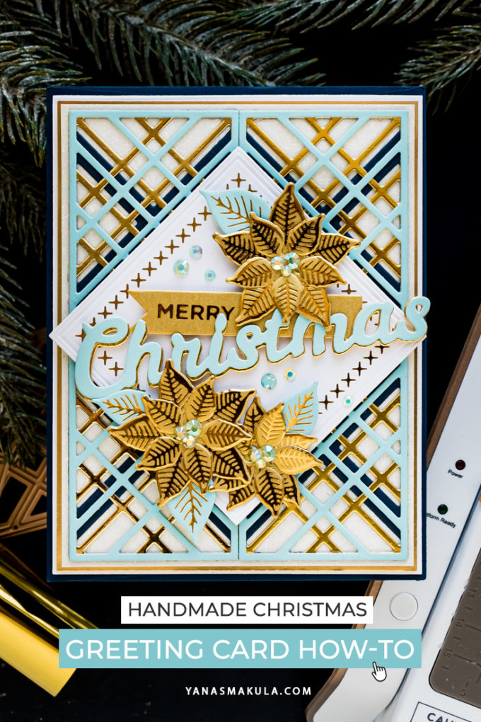 Spellbinders | It's Christmas Season - Blue & Gold Merry Christmas Card by Yana Smakula #Spellbinders #Cardmaking #ChristmasCard #DieCutting